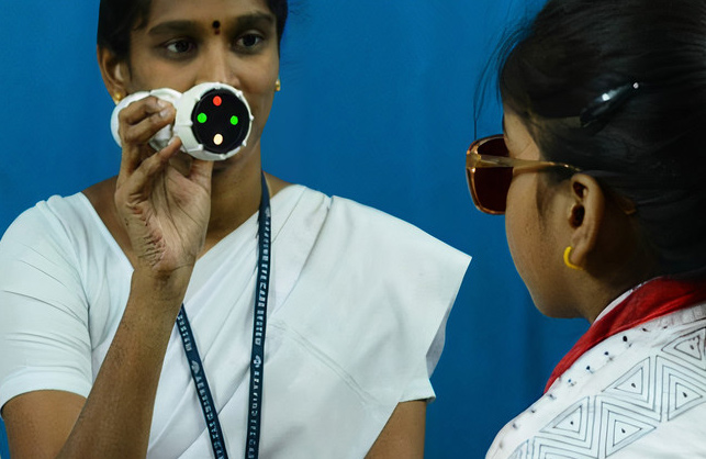 Female ophthalmic staff and female patient